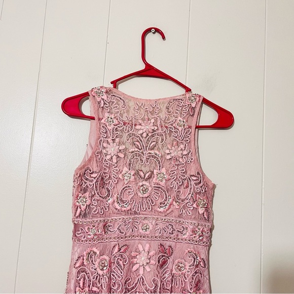 Sue Wong Pink Embellished Cocktail Dress Formal Beaded Sequin Size 0 - Picture 7 of 12